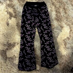 Flared Black and Purple Flame Pants Size S